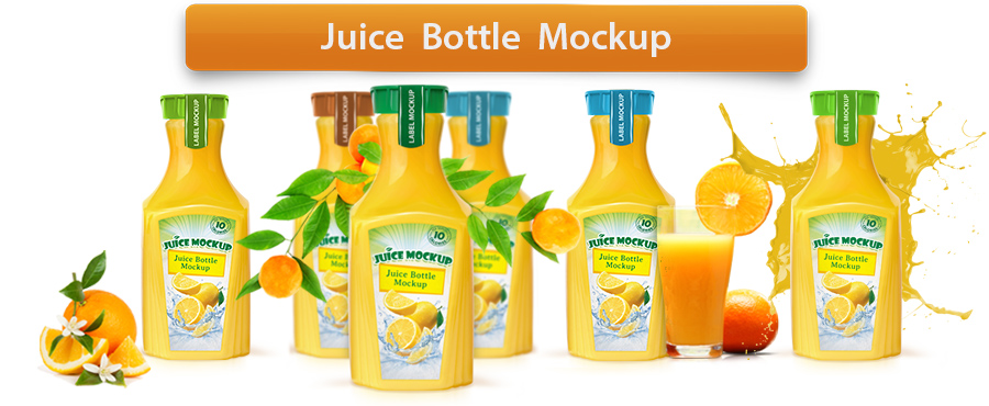 Square Juice Bottle Mockup - 3